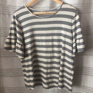 Pleione striped bell sleeve tee